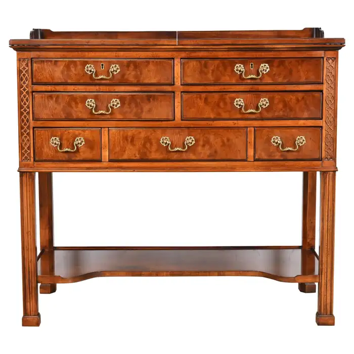 How to identify Henredon Furniture - Henredon Georgian Burled Mahogany Flip Top Server or Bar Cabinet